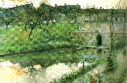 Carl Larsson dammen oil painting